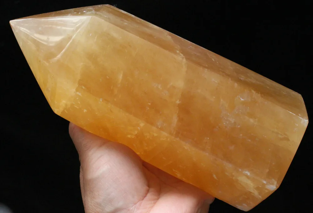 1-1.5lb NATURAL YELLOW translucent CALCITE CRYSTAL POINT HEALING