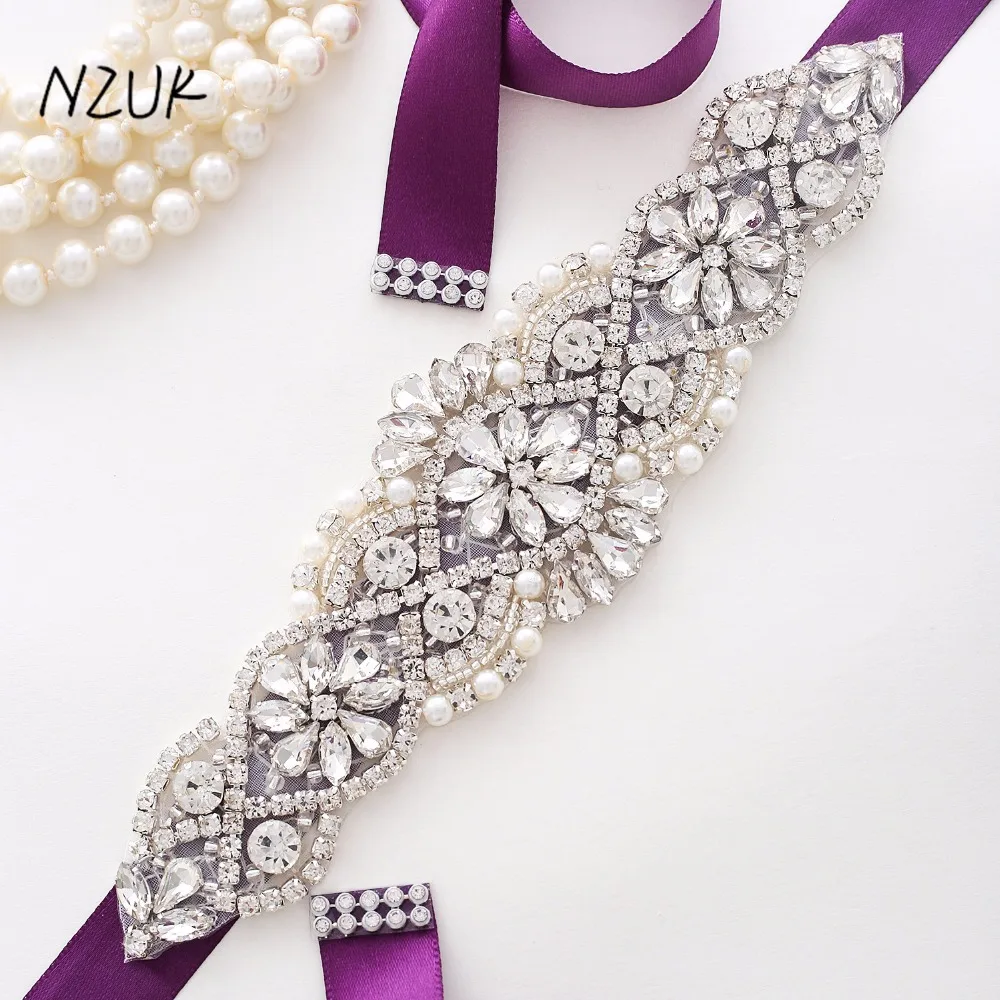 

NZUK Wedding Belt Pearl Crystal Bridal Belt Rhinestones Wedding Dress Sash Cinturon Flores For Bridal Accessories