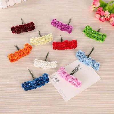 12 pcs/lot Handmade Varicolored mini paper flower rose Mulberry flower for DIY Scrapbooking& make you card decoration flower