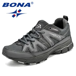 Bona Paar Populaire Stijl Mannen Loopschoenen Mesh Koe Split Microfiber Mannen Sportschoenen Lace Up Outdoor Jogging Schoenen Mannen sneakers