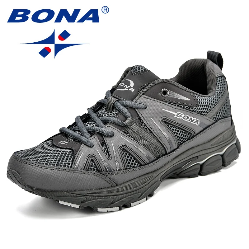 BONA Few Popular Style Men Running Shoes Mesh Cow Split Microfiber Men Sport Shoes Lace Up Outdoor Jogging Shoes Men Sneakers