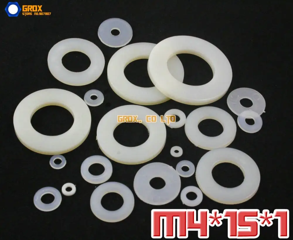 

200 Pieces M4 x 15 x 1mm Nylon Flat Washer Insulation Washer