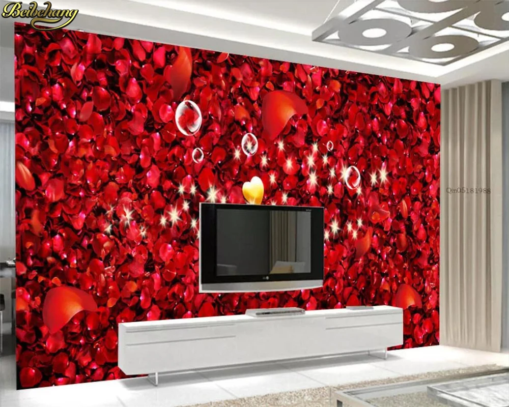 

beibehang Custom photo wallpaper mural red rose petal tv backdrop wall papers home decor wallpapers for living room