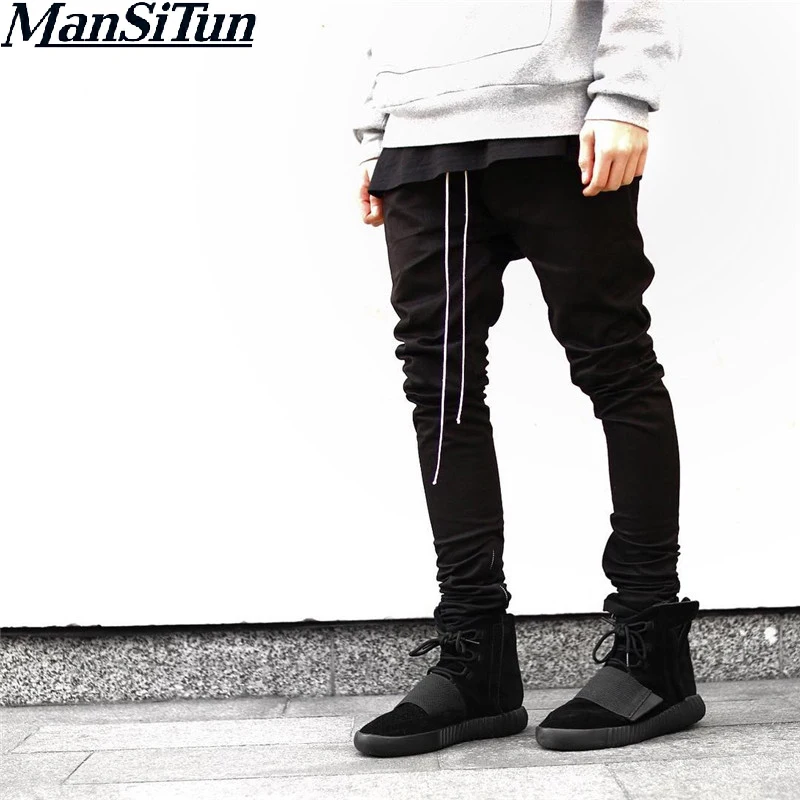 Man Si Tun 2022 New Mens Kanye West Style Side Zipper Joggers Euramerican Clothing Black Justin Bieber Harem Zipper Track pants