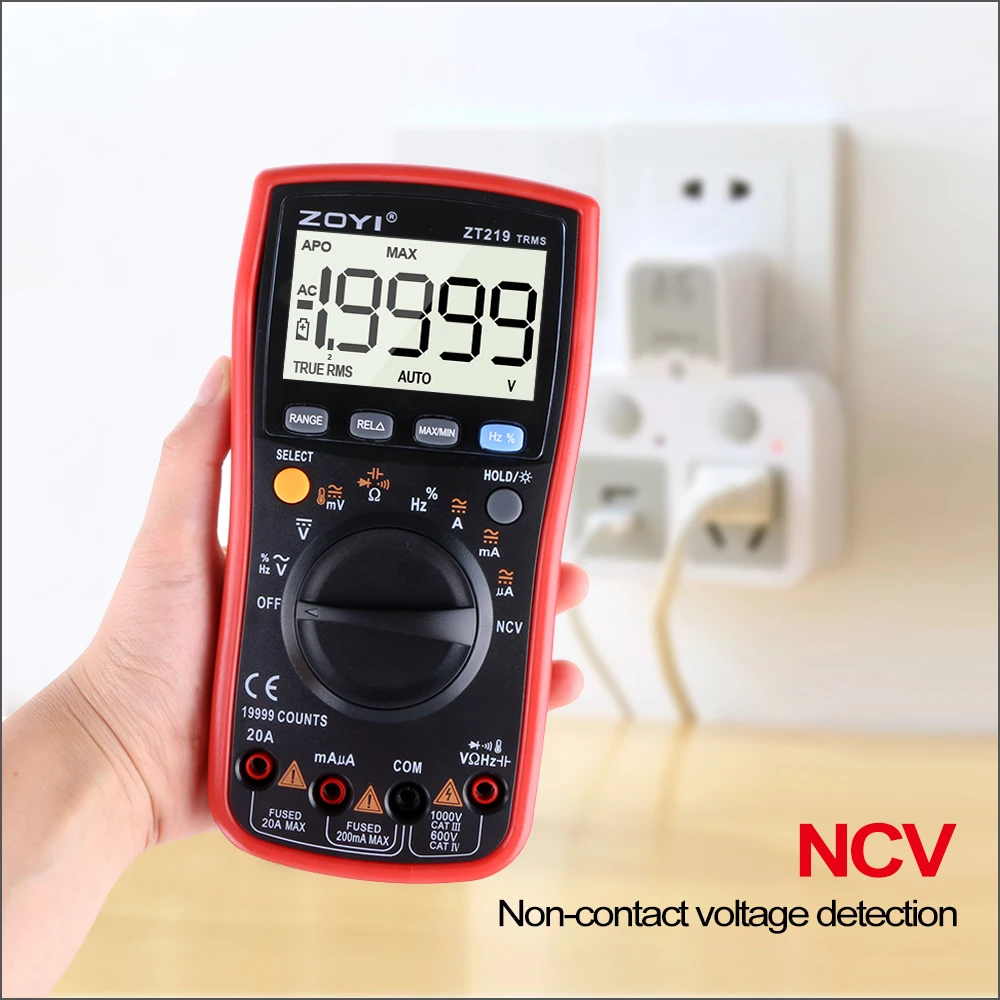 RZ Multimeter Professional Auto Digital Multimeter True-RMS 19999 Counts AC/DC Voltage Current Voltmeter Capacitance Ohm Meter