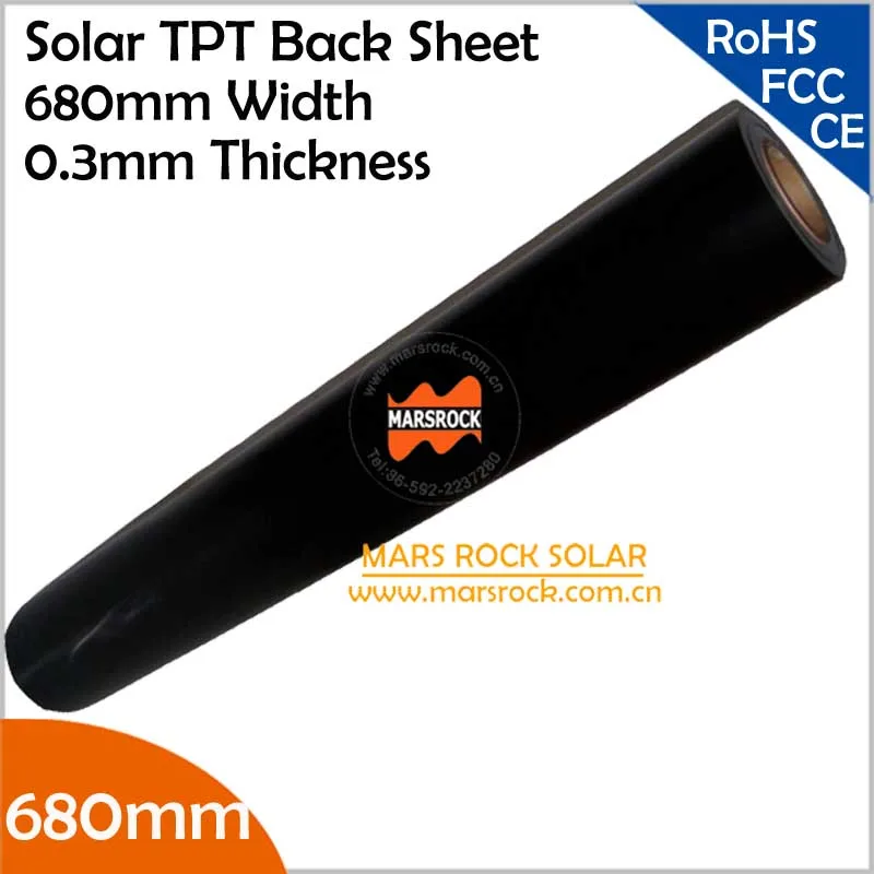 20 meter/lot Wholesale Black TPT Solar Back Sheet, 680mm Width 0.3mm Thickness, Black Back Sheet Solar Panel Laminated Material