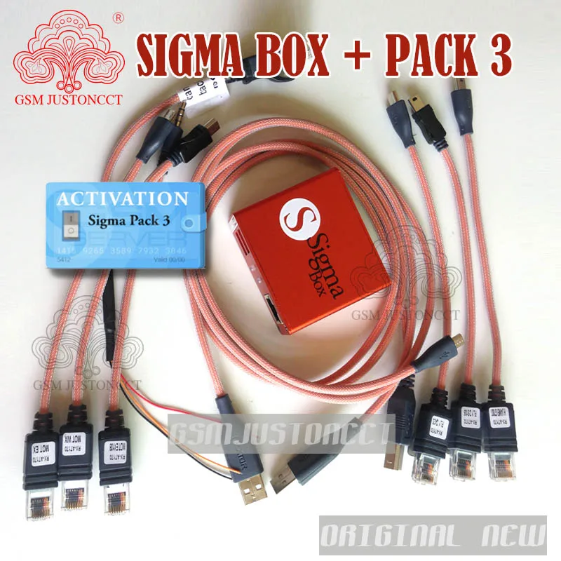 100% Original newest version sigma box with 9 cables with Pack  activation for MTK-based Motorola Alcatel Huawei ZTE Lenovo