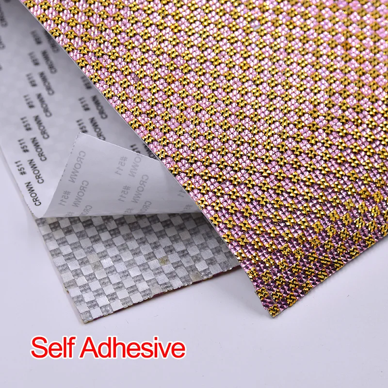 JUNAO 24*40cm Self Adhesive Rhinestones Fabric Mesh Trim Resin Crystal Stickers Strass Appliques Band For DIY Jewelry Crafts
