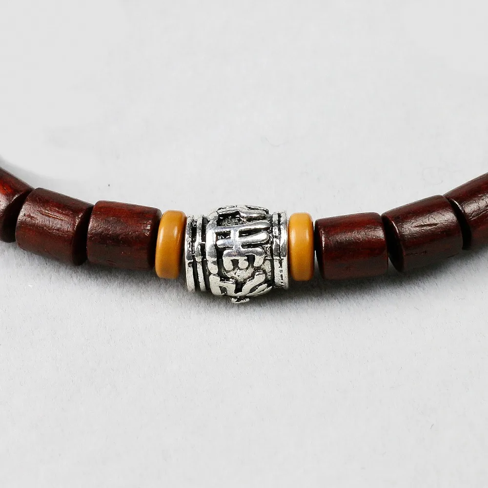 Natural Wood Beaded Bracelets OM Mala Beads Charm Bracelet Men Women Handmade Woven Wrist Buddha jewelry