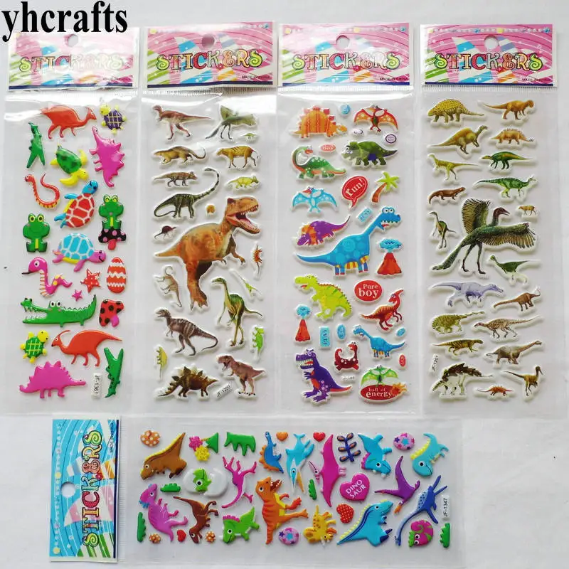 100Sheets(2400PCS stickers) /LOT.Removable jurassic dinosaur pvc sponge stickers Classic toys Promotion toys Fridge stickers OEM