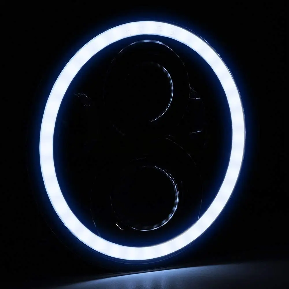 7 Inch Headlight For Motorcycle 7Inch Round DRL Turn Signal Halo LED Headlamp 40W 60W 80W 90w