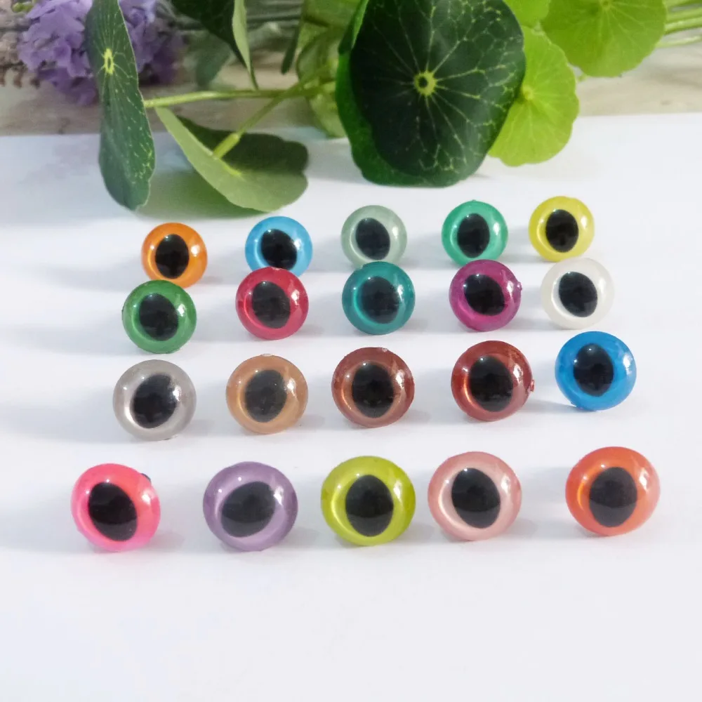 

40pcs/lot 9mm/10mm/12mm/13mm/14mm/15mm/16mm/18mm handcraft paint plastic toy safety cat eyes& white hard washer for diy doll