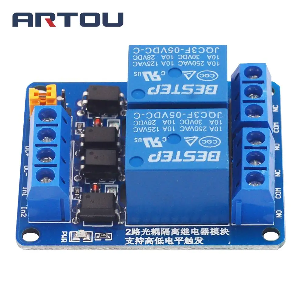 3.3V 5V 12V 24V 2 Channel Relay Module High and low Level Trigger Dual Optocoupler Isolation Relay Module