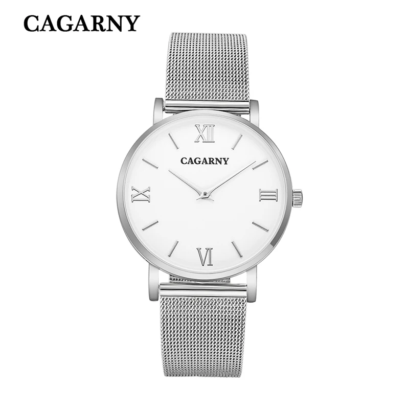 

Cagarny Top Brand Mens Watches Luxury Quartz Casual Watch Men Stainless Steel Mesh Strap Ultra Thin Dial Clock Relogio Masculino