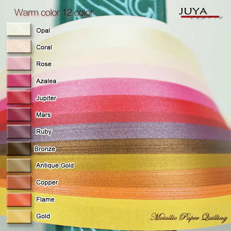Juya Metallic Paper Quilling 24 Mixed Colors Set 2/3/5/7/10mm width Available, double side paper stripshining