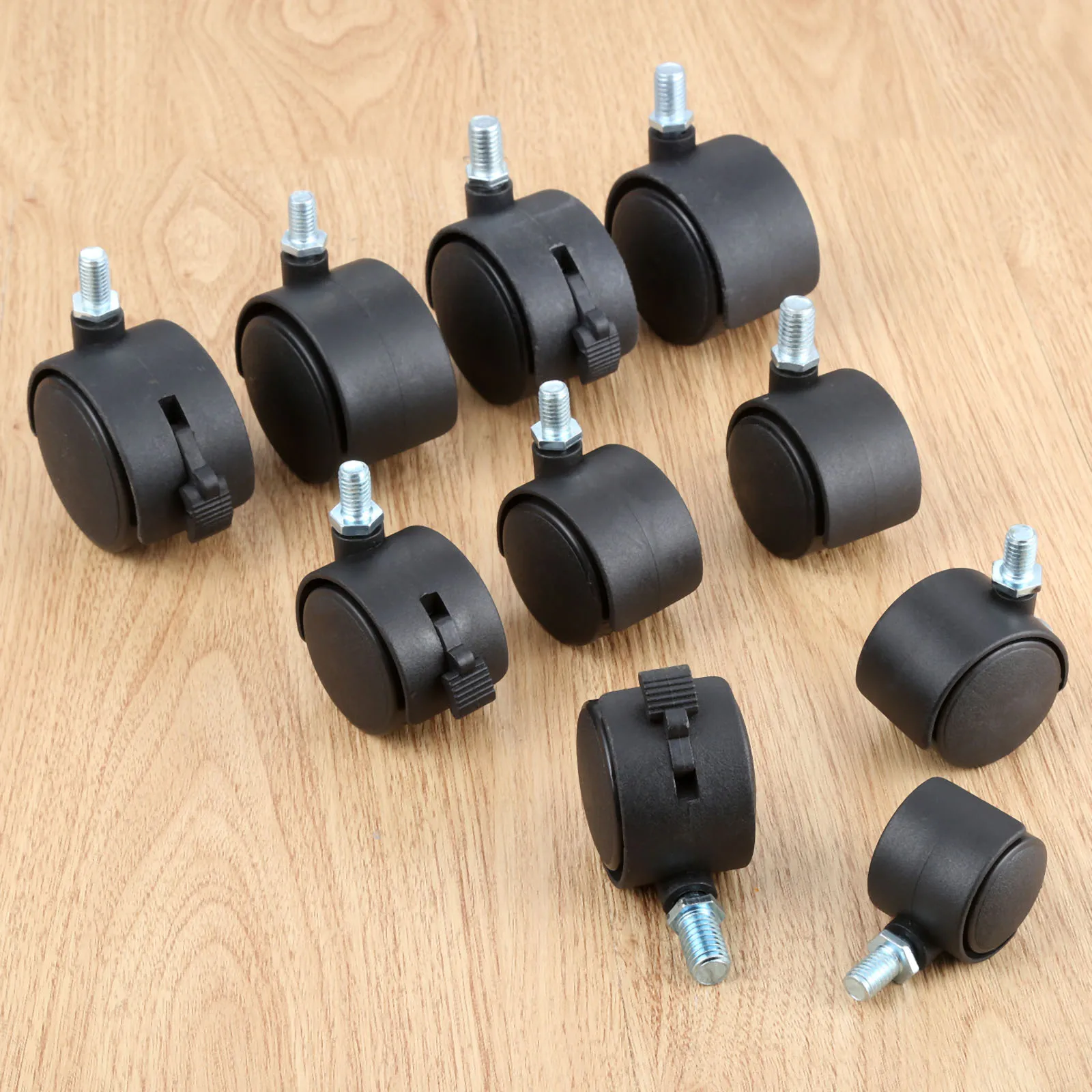 Rodízios giratórios silenciosos de substituição, cadeira de escritório, plástico preto, rodas para sofá, rolo rolante, 8mm, 10mm, 1 peça