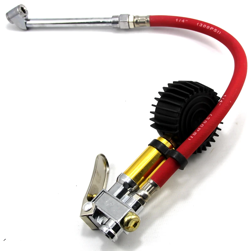 Car Vehicle Truck Dial Tire Inflator 10-220PSI Rubber Air Hose Long Rod Car Repair Tool Inflating Pump