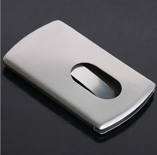 Vogue Thumb Slide Out Stainless Steel Pocket Business ID Credit Card Holder Case Men Office Supplies