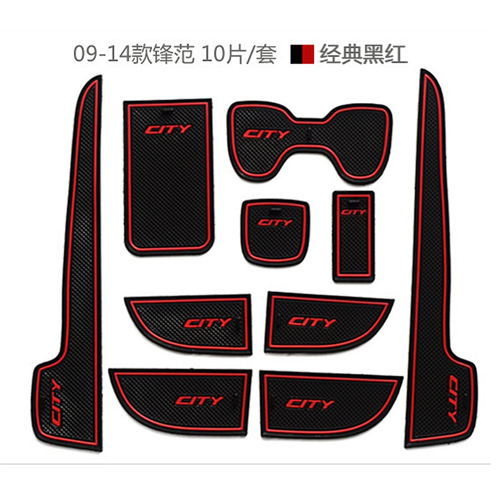 For Honda City 2009 2010 2011 2012 2013 2014 Car Door Groove Mats Non-slip Rubber Cup Holder Sticker Gate Slot Pad Car Styling