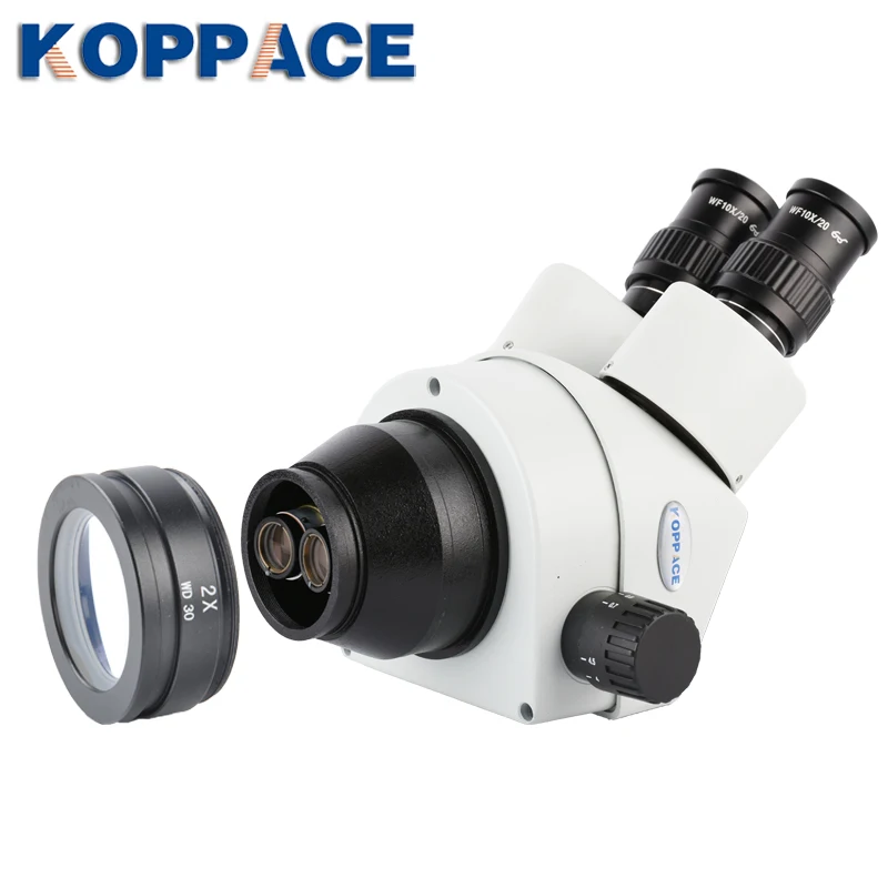 KOPPACE 2X Stereo Microscope Auxiliary Lens 30mm Working Distance Microscope Barlow Lens 48mm Installation Size