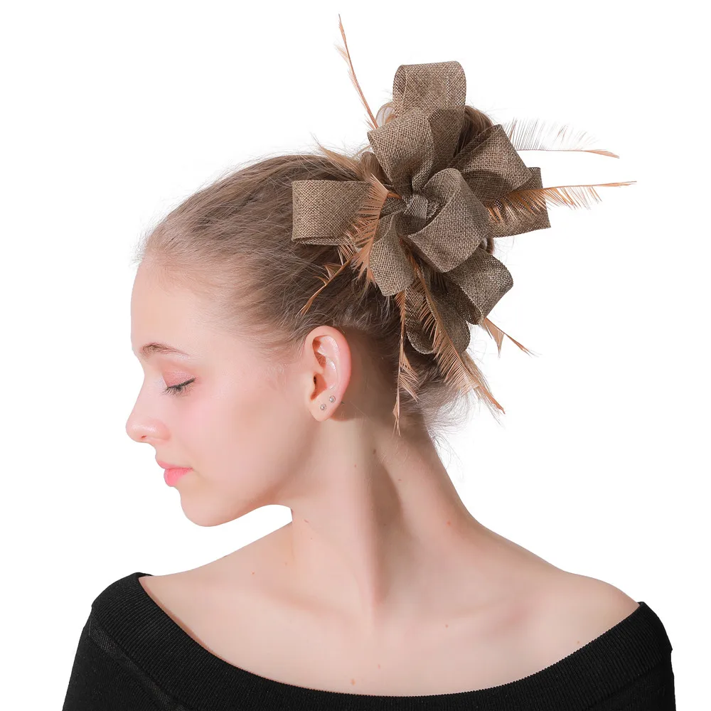 เลียนแบบ Sianmay Headwear ผู้หญิง Elegant สุภาพสตรี Fascinator หมวกผมแฟนซี Feather อุปกรณ์เสริมผมโอกาสหมวก