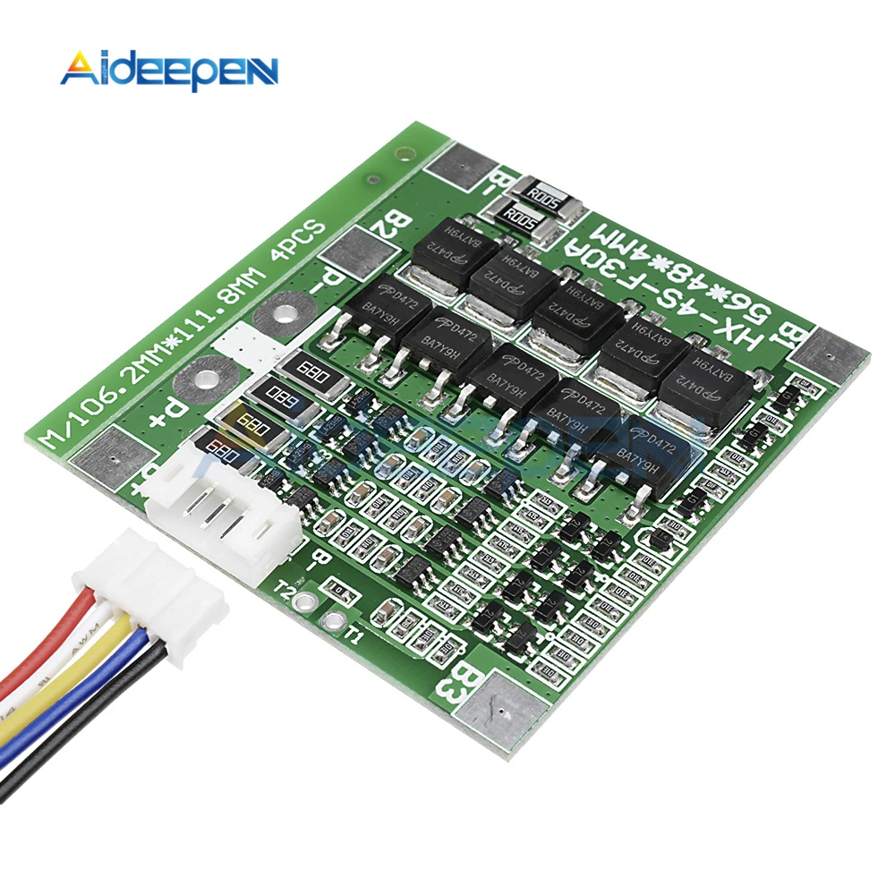 4S 30A 14.8V Li-ion Lithium 18650 Battery BMS Packs PCB Protection Board Balance Integrated Circuits 56x45x3mm