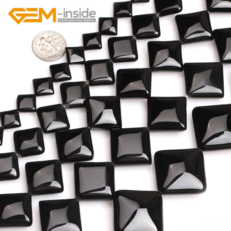 GEM-inside Black Agates Diagonal Square Beads For Jewelry Making Beads DIY Strand 15\