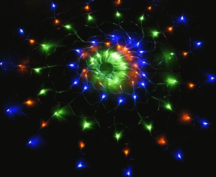 Kleurrijke 120 Lampen Led Rgb Net Licht Sprookjesachtige String Lamp Kerst/Bruiloft Spider Net Raam Decoratie Ornament-Multi Color