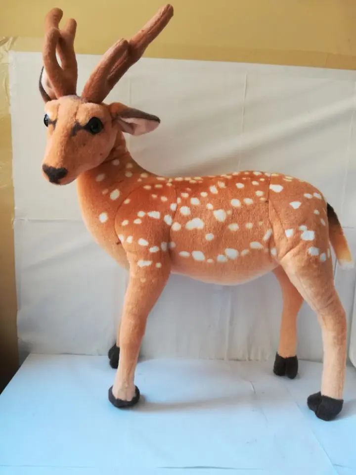 

simulation sika deer large 60x50cm standing sika deer plush toy soft doll throw pillow birthday gift s0471