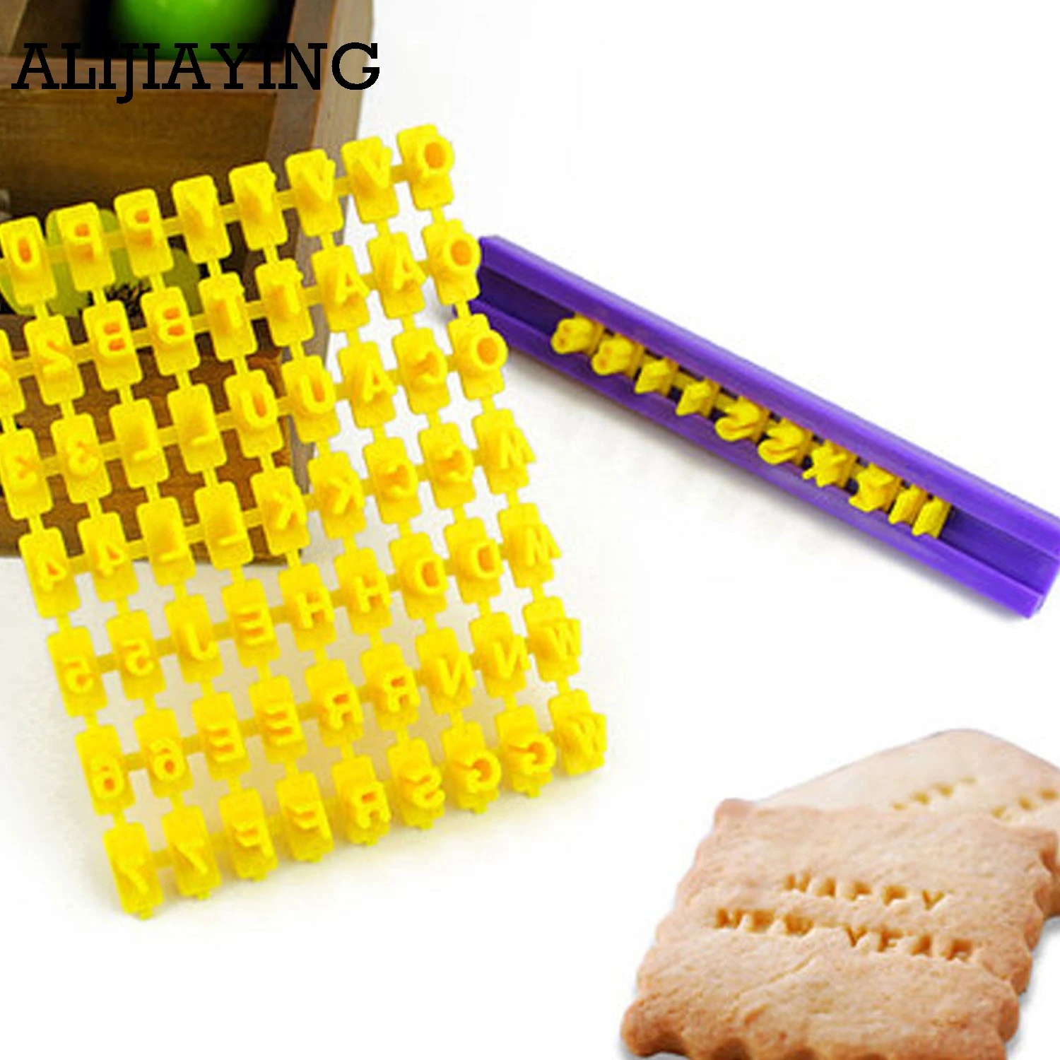 M0165 DIY Alphabet Plastic Cake Mould Letter Impress Biscuit Cookie Cutter Press Stamp Embosser Fondant Mold