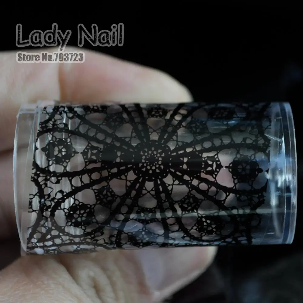 100cm x 4cm Pierced Black Lace Flowers Nail Art Transfer Foils Nail Sticker Decal Tip Glue Polish DIY Manicure Tools 209