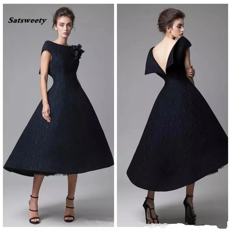 

Короткое Кружевное платье ручной работы, вечернее платье до середины икры, с открытой спиной, цветочным принтом, для торжества, выпускного вечера