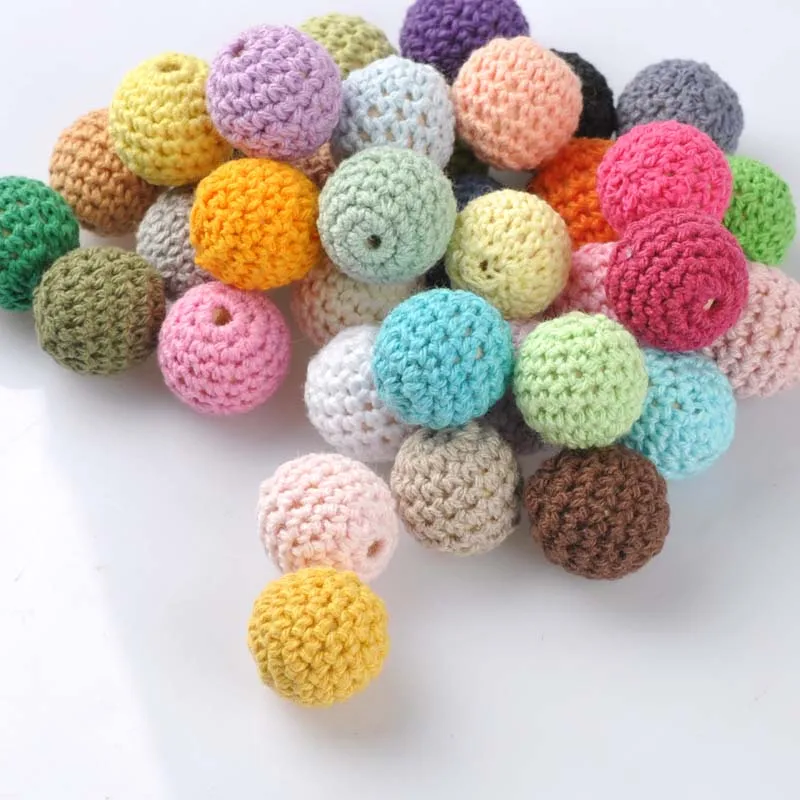 20pcs  Mix color Crochet Beads Woolen Yarn For Choose Knitted By Cotton Thread for Jewellery Making 20mm MT2004