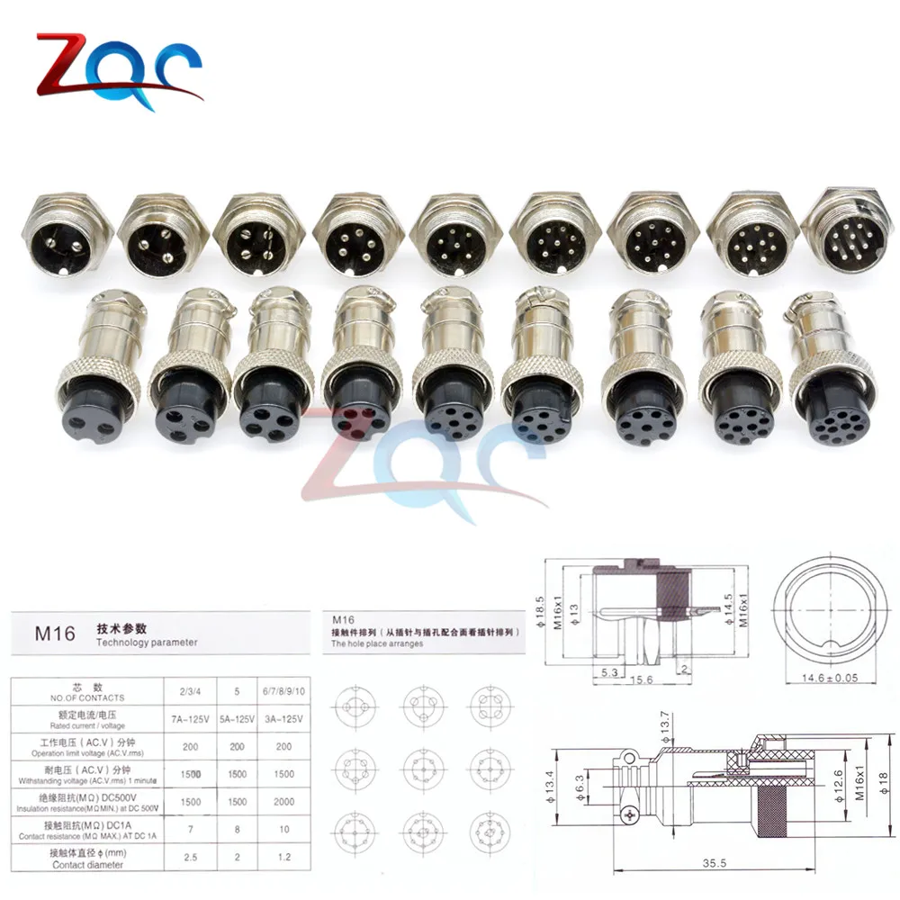 GX16 2/3/4/5/6/7/8/9/10 Pin Male & Female 16mm Wire Panel Circular Connector Lid Cap L70-78 Aviation Connector Socket Plug