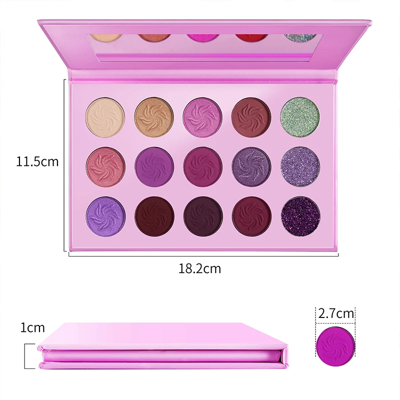 Makeup Eyeshadow Pallete Bright, Afflano 15 Color Pigmented Glitter Eye Shadow Palette Green Blue Orange Purple Make Up Palette