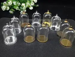 10set/lot--25*38mm Bell jar shape tube clear glass bubble bottle & tray & top connector--for DIY necklace accessories finding