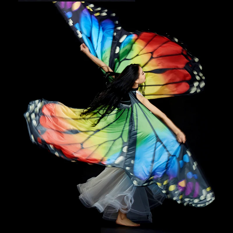 Creative Orange Rainbow Butterfly Belly Dance Isis Wings Bellydance Costumes Accessory Stage Play Club Performance Props Wing