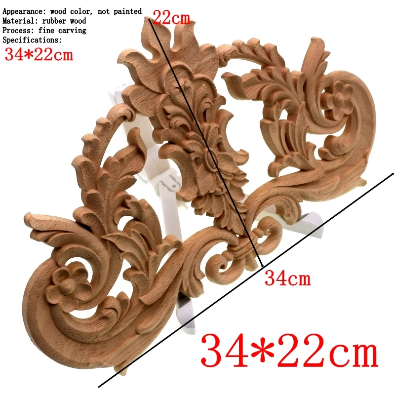 RUNBAZEF Creative Wood European Solid Floral Pattern Patch Furniture Door Flower Background Wall Cupboard Decoration Carving