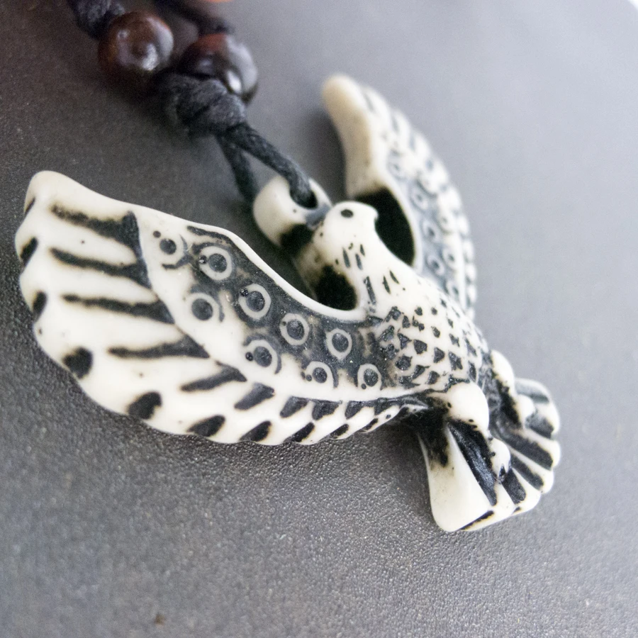 Phoenix Man\'s Pendant limitation Yak Bone Material Bone Art Necklace Pendant Vintage Men\'s adjustable Rope Necklaces #GZ211