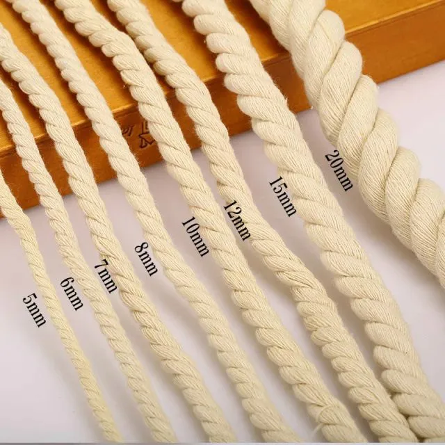 Three strands of cotton rope hand DIY rope thick rice white braided rope decorative