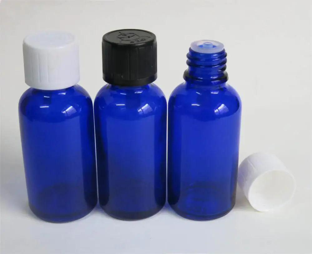 wholesale - 100 X 30ml Frost blue Glass Bottle, 30cc Glass Container with aluminum lids, 1oz Cosmetic Packaging