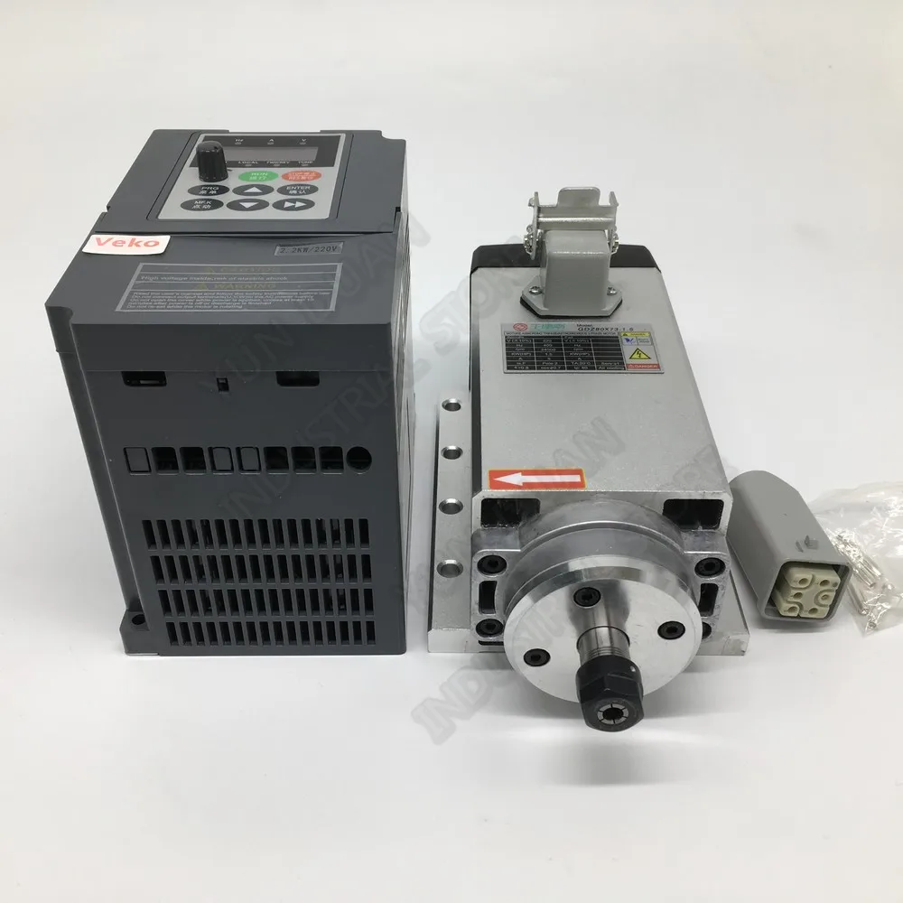 

380V 3Phase 1.5KW 2HP ER11 24000RPM AC Spindle Motor Air Cooled Flange bracket With 3PH 2.2KW VFD Inverter kit for CNC Router