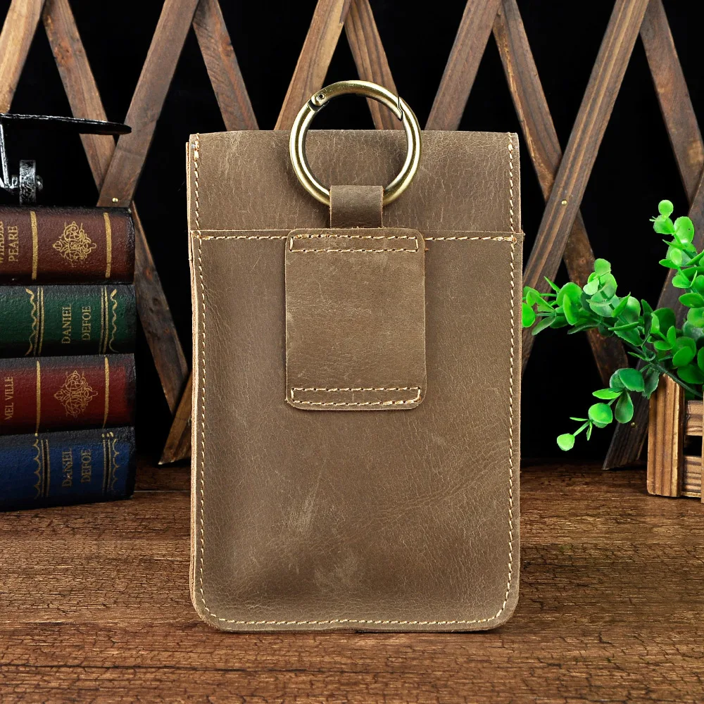 Men Fashion Quality Leather Small Summer Pouch Hook Design Travel Cigarette Case 7\