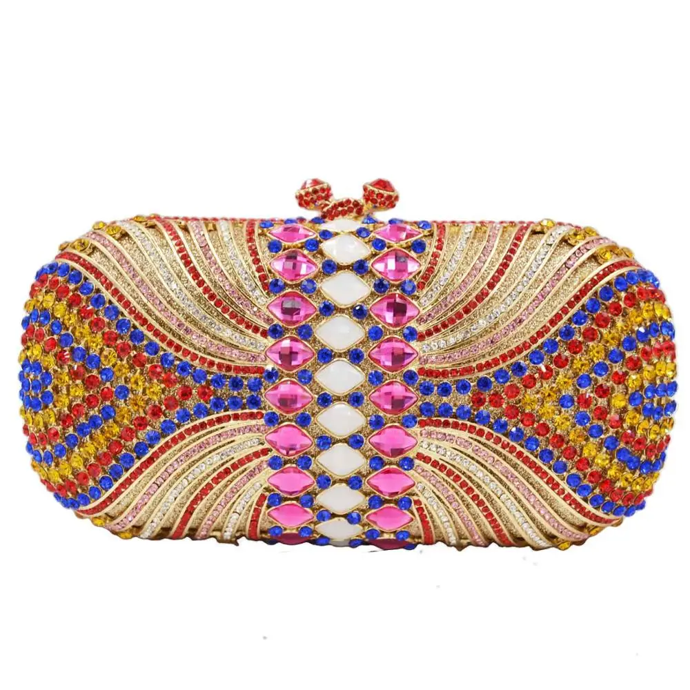 

Pink Colorful Evening Bags Female Wedding Bridal Clutch Purse Ladies Clutch Bags Luxury Crystal Bags