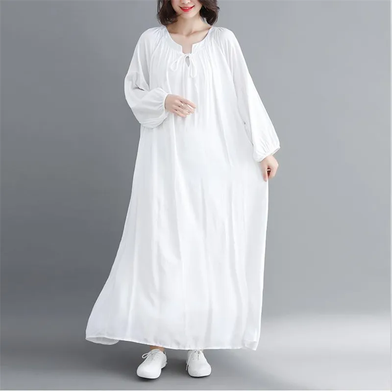 Women Long Dress 2024 Autumn Solid Loose Slim Batwing Sleeve Maxi Holiday Beach Party Dress Vestido  