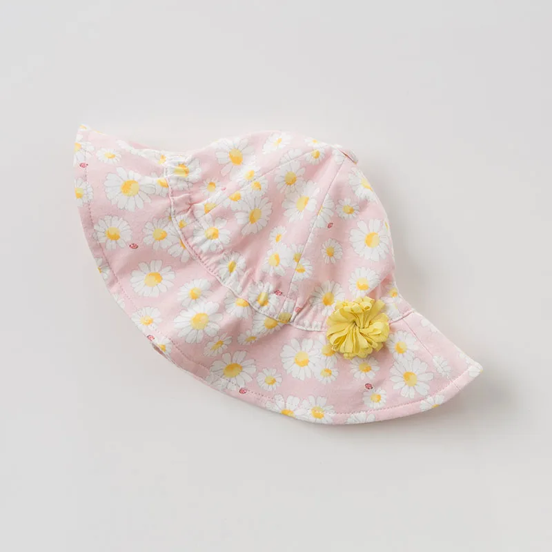 DBH10798-3 dave bella summer baby girls yellow floral hat children fashion flowers straw hat