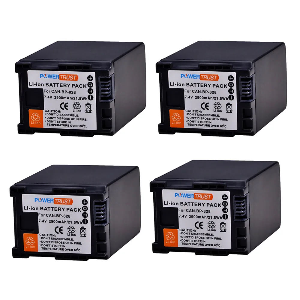 4Pcs 7.4V 2900mAh BP-828 BP 828 BP828 Camera Battery for Canon HFS30 HF20 HG20 G30 G40 XA20 XA25 HFM300 HFM30 HFG30 HFG10 HFM40