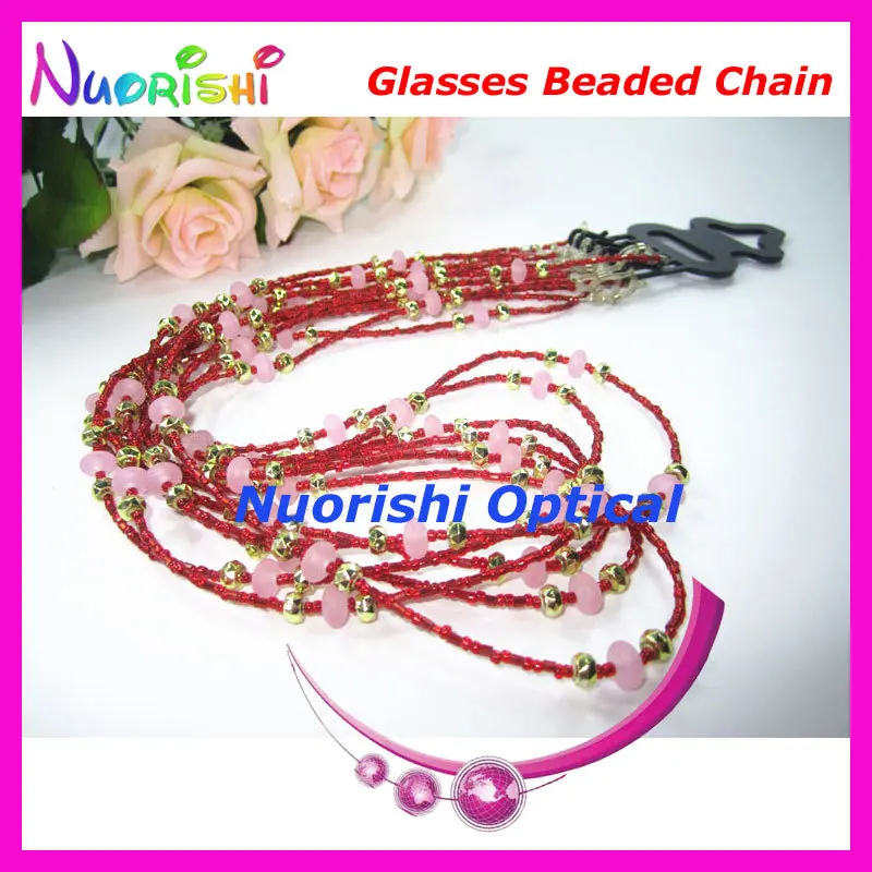 

6pcs Nice Red Beaded Steel Wire Rope Eyeglass Sunglasses Eyewear Spectacle Chain Cords Lanyard free shipping L850