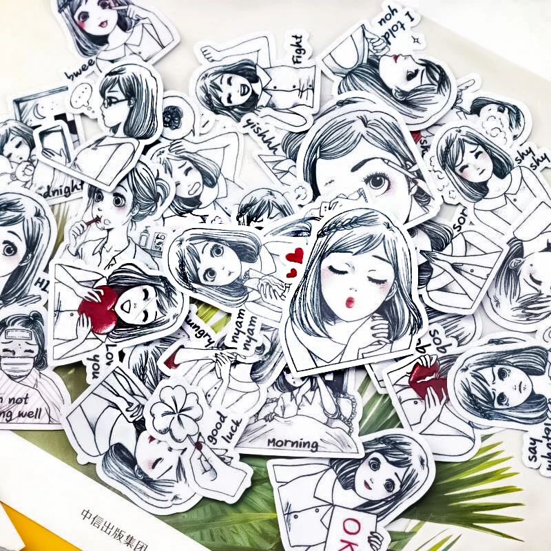 39pcs self-made girl stickers Waterproof laptap stickers for Home decor on laptop decal fridge skateboard doodle toy stickers