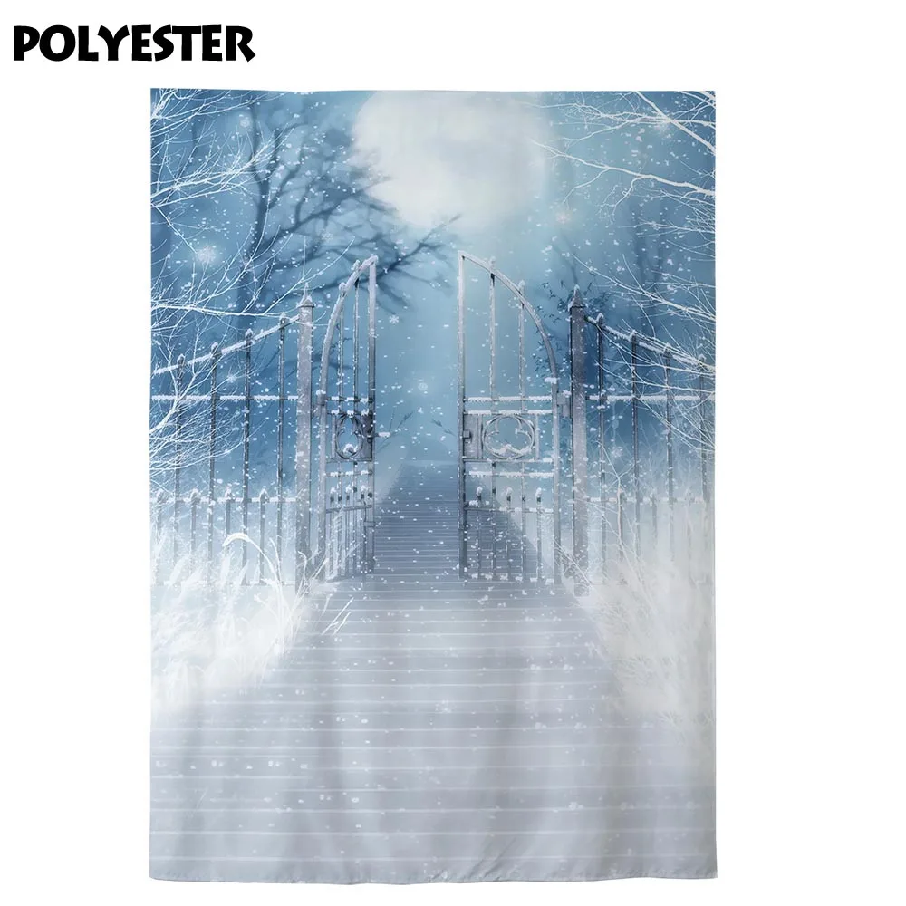 Allenjoy Musim Dingin Gate Fotografi Bokeh Latar Belakang Alam Jalan Salju Latar Belakang Photobooth Photo Studio Photocall Kain Baru